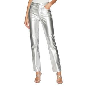 Good American Metallic Silver Straight Leg Pants